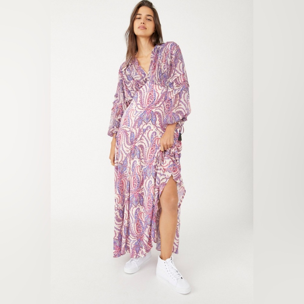 Free People Mirage Maxi Dress in Pink Paisley, Size 10